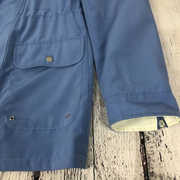 Utex Winter Raincoat Jacket Blue Detachable Hood Windbreaker Full Zip Sz Medium - Picture 7 of 12